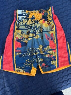 Mitchell & Ness Yellow and Orange Hardwood Classics Swim Shorts